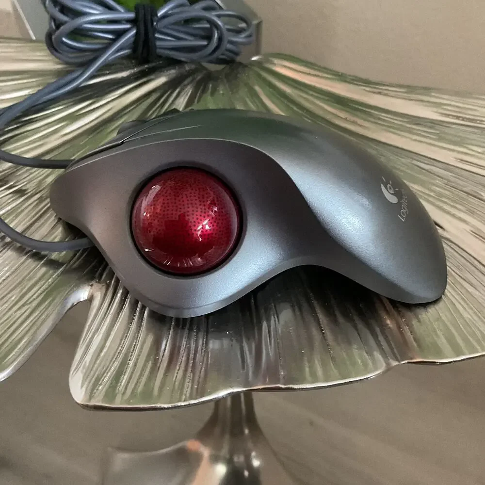 Trackman Logitech Wheel Optical Trackball Gray Mouse T-BB18